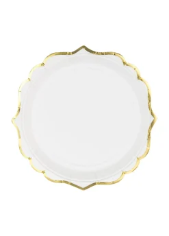 Talerzyki jednorazowe ELEGANCKIE ze złotym brzegiem 18cm (6szt.)