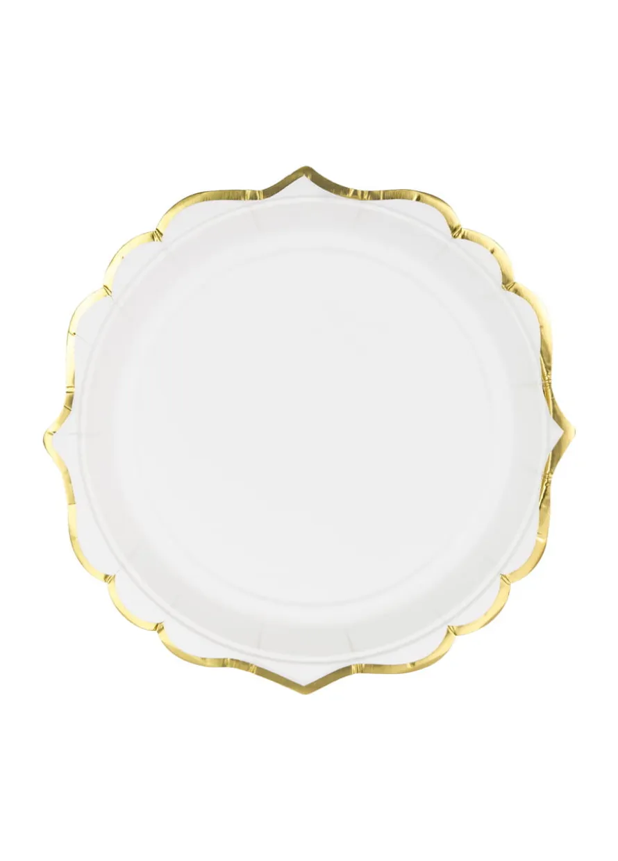 Talerzyki jednorazowe ELEGANCKIE ze złotym brzegiem 18cm (6szt.)