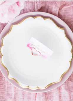 Talerzyki jednorazowe ELEGANCKIE ze złotym brzegiem 18cm (6szt.)