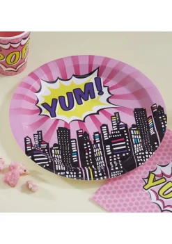 Talerzyki jednorazowe na wieczór panieński imprezę PINK POP ART 23cm (8szt.)