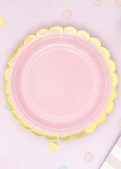 Talerzyki jednorazowe różowe PASTELE 18cm (6szt.)