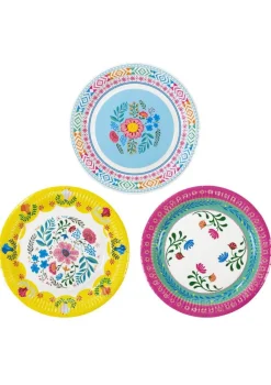 Talerzyki jednorazowe w stylu BOHO FLORAL 23cm (12szt.)