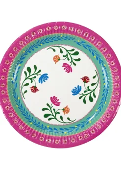 Talerzyki jednorazowe w stylu BOHO FLORAL 23cm (12szt.)