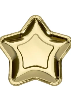 Talerzyki jednorazowe złote GWIAZDKA 23cm (6szt.)