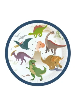 Talerzyki papierowe dla dzieci SZCZĘŚLIWY DINOZAUR 18cm (8szt.)