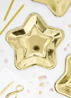 Talerzyki papierowe gold GWIAZDKA złote 18cm (6szt.)