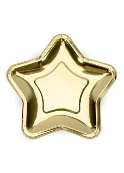 Talerzyki papierowe gold GWIAZDKA złote 18cm (6szt.)