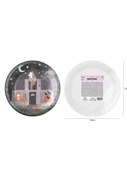Talerzyki papierowe HALLOWEEN SPOOKY FRIENDS 18 cm (6 szt.)