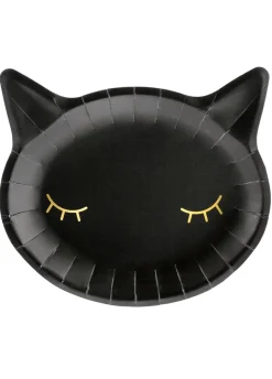 Talerzyki papierowe KOTEK na Halloween urodziny (6szt.)