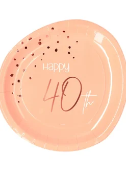Talerzyki papierowe na 40 urodziny ELEGANT BLUSH (8szt.)