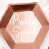 Talerzyki papierowe na wieczór panieński BRIDE SQUAD różowe złoto 23cm (6szt.)