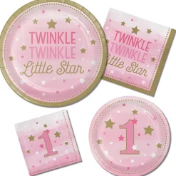 Talerzyki papierowe różowe GWIAZDECZKA 23cm (8szt.)