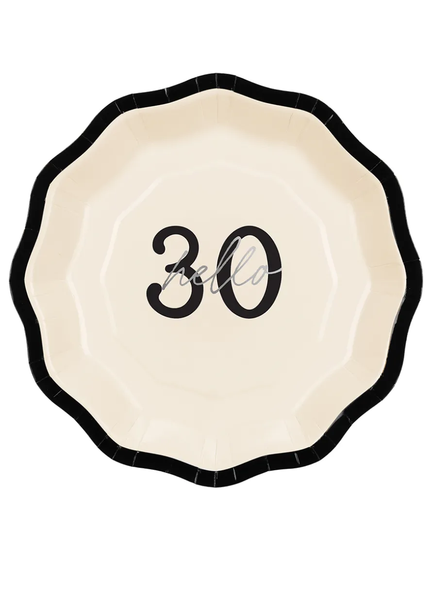 Talerzyki papierowe 30 urodziny HELLO 30 (6szt.)