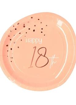 Talerzyki papierowe 18 URODZINY ELEGANT BLUSH 23cm (8szt.)