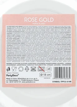 Talerzyki ROSE GOLD papierowe 18cm (6szt.)