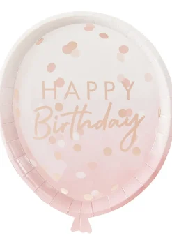 Talerzyki urodzinowe BALON różowe złoto (8szt.)