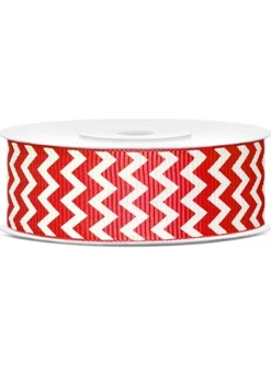 Tasiemka rypsowa CHEVRON jasnoczerwona 25mm/10m