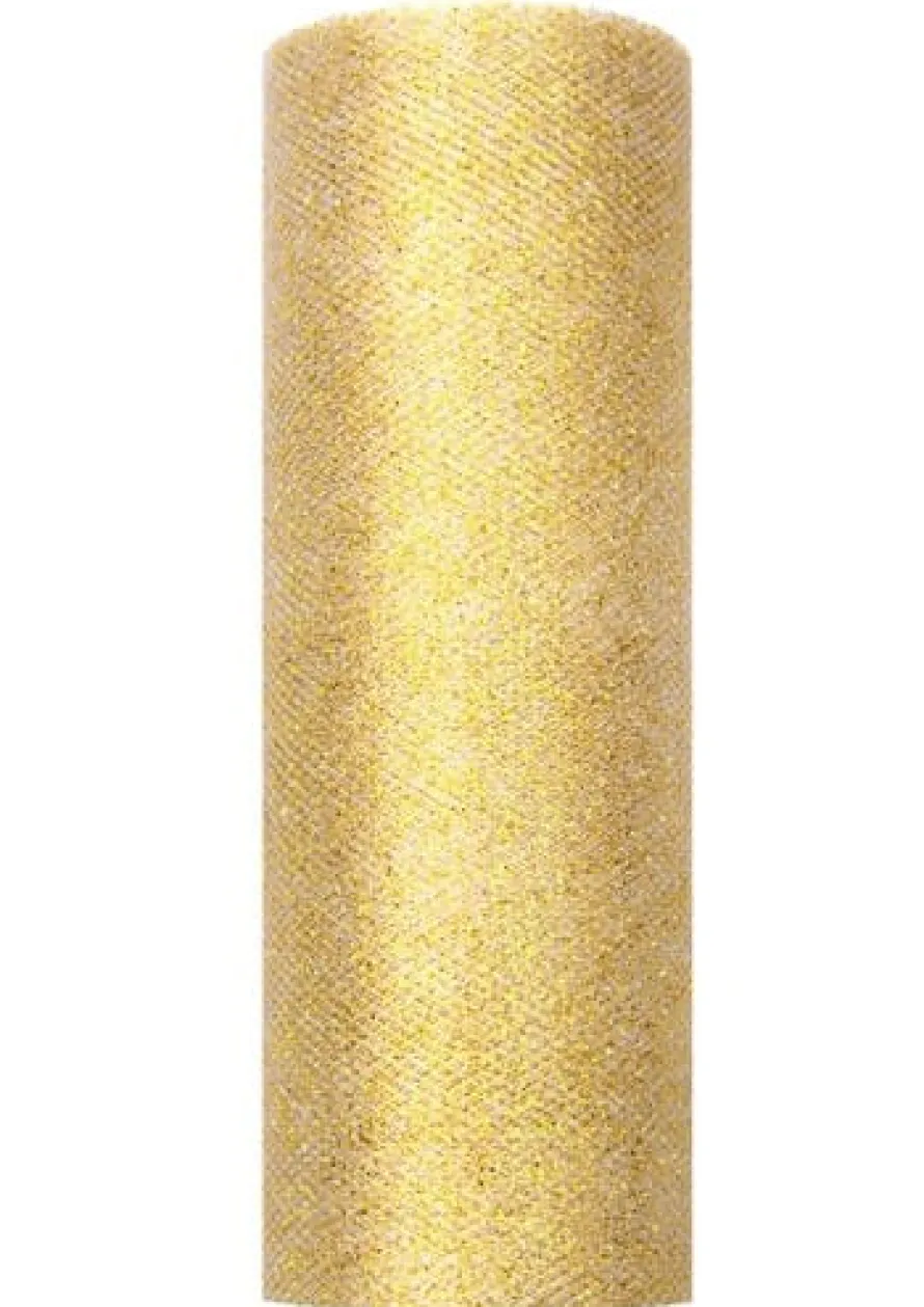 Tiul GLITTERY złoty 15cm x 9m