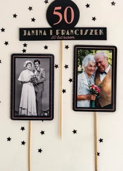 Topper na rocznicę ślubu KIEDYŚ I DZIŚ personalizowany