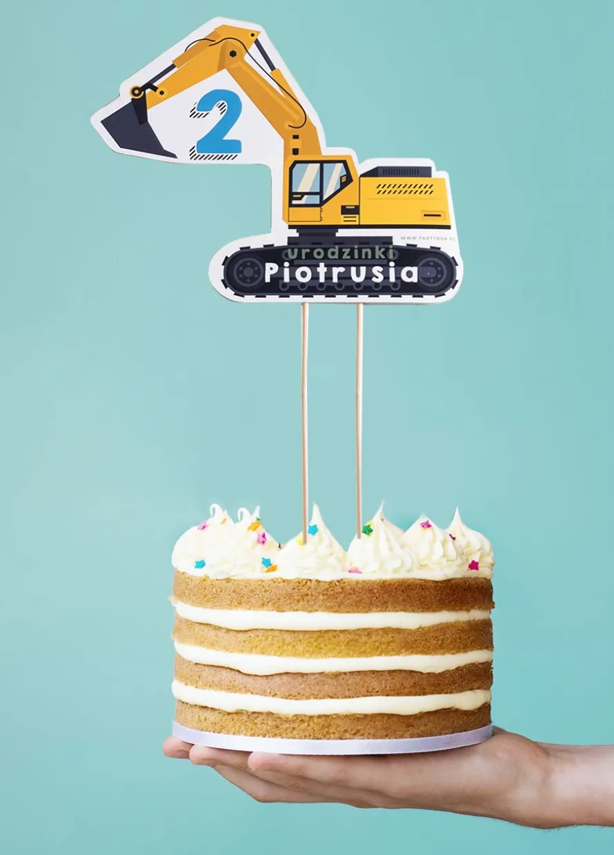 Topper na tort koparka ROBOTY DROGOWE