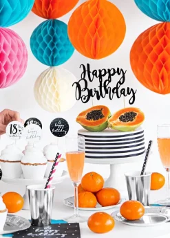 Topper na tort urodzinowy HAPPY BIRTHDAY czarny