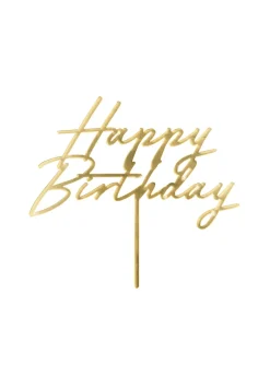 Topper na tort urodzinowy HAPPY BIRTHDAY ZŁOTY akrylowy