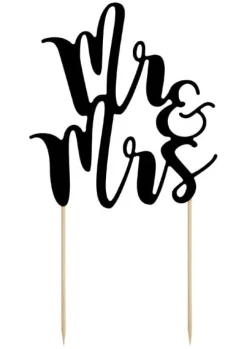 Topper na tort weselny MR & MRS czarny