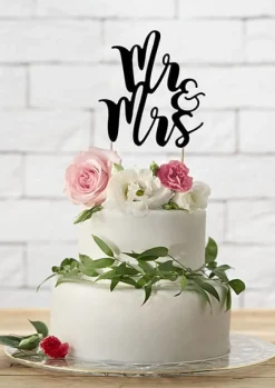 Topper na tort weselny MR & MRS czarny