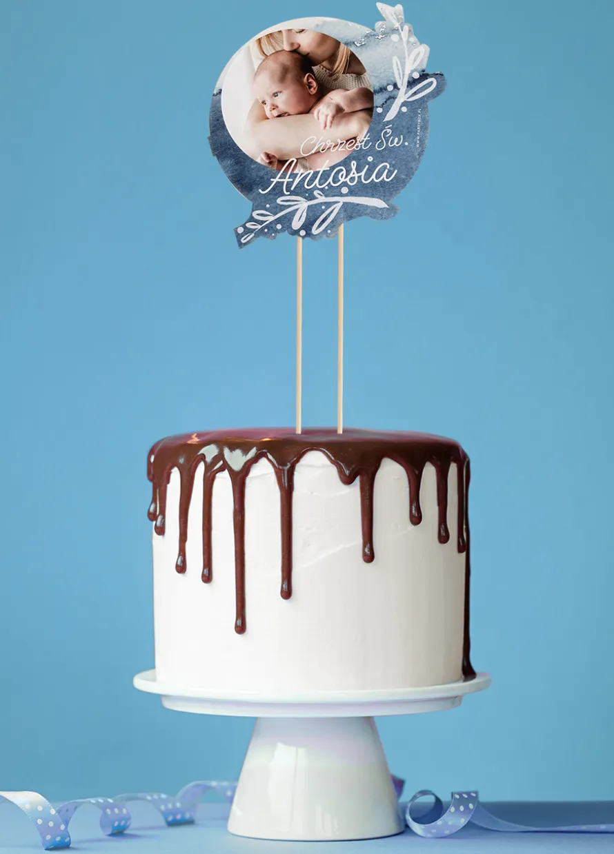 Topper na tort ze zdjęciem NA CHRZEST CHŁOPCA