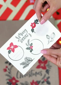 Torebki na upominki świąteczne z naklejkami MERRY LITTLE CHRISTMAS kraft (3szt.)