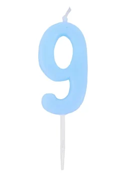 Świeczka na tort CYFRA 9 niebieska