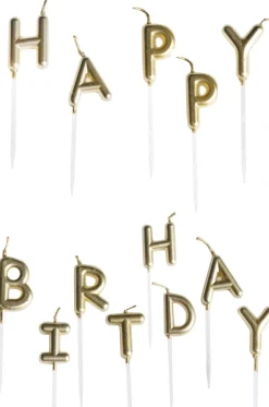 Świeczki HAPPY BIRTHDAY złote świeczki