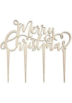 Świąteczna dekoracja tortu MERRY CHRISTMAS drewniana