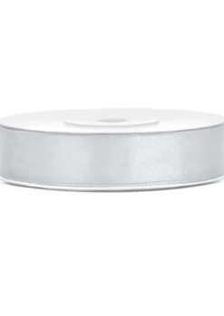 Wstążka satynowa srebrna 12mm/25m