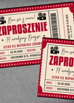 Zaproszenia BILET zaproszenia personalizowane na urodziny