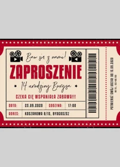 Zaproszenia BILET zaproszenia personalizowane na urodziny