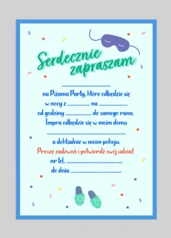 Zaproszenia dla dzieci na PIŻAMA PARTY