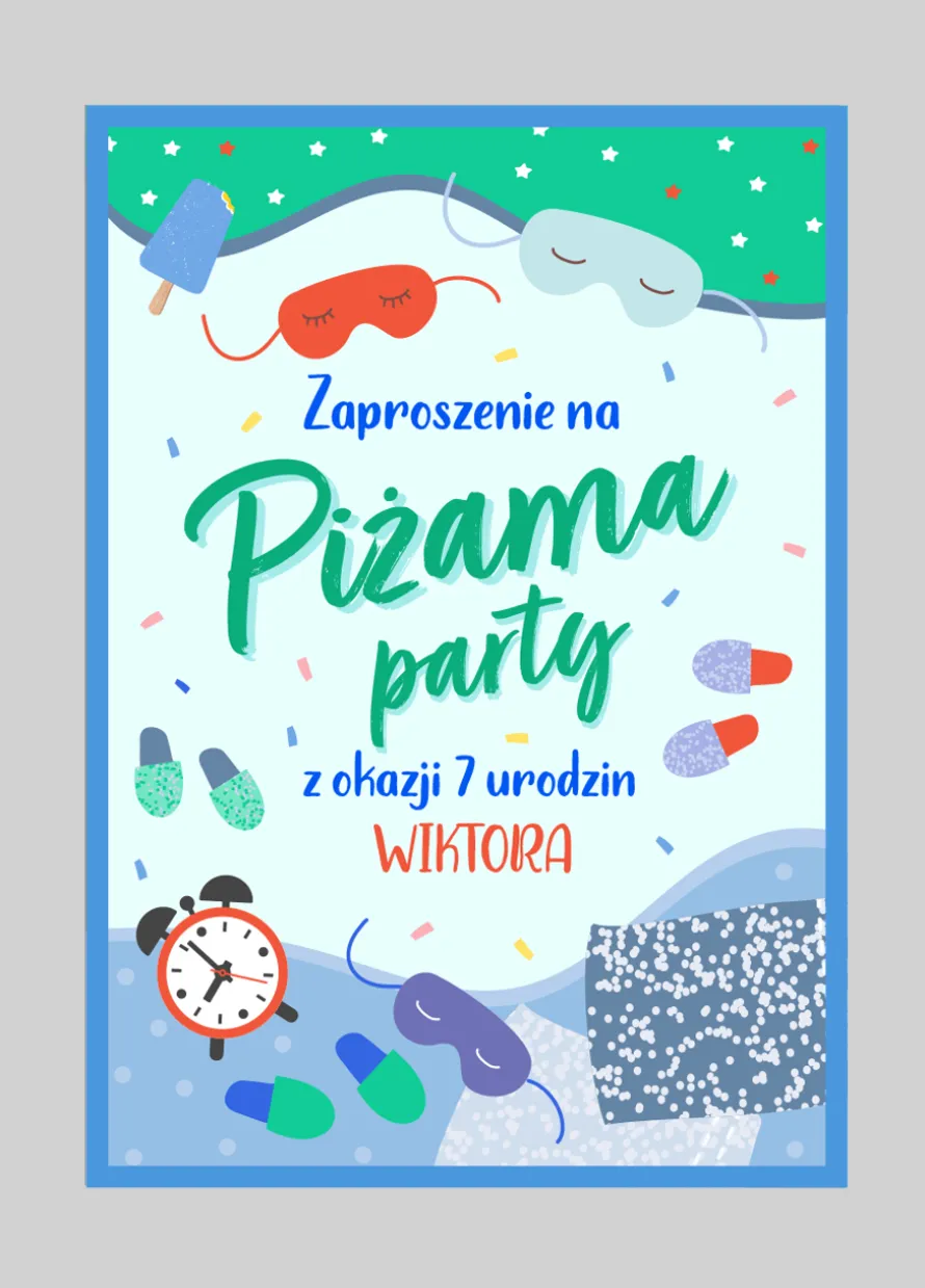 Zaproszenia dla dzieci na PIŻAMA PARTY