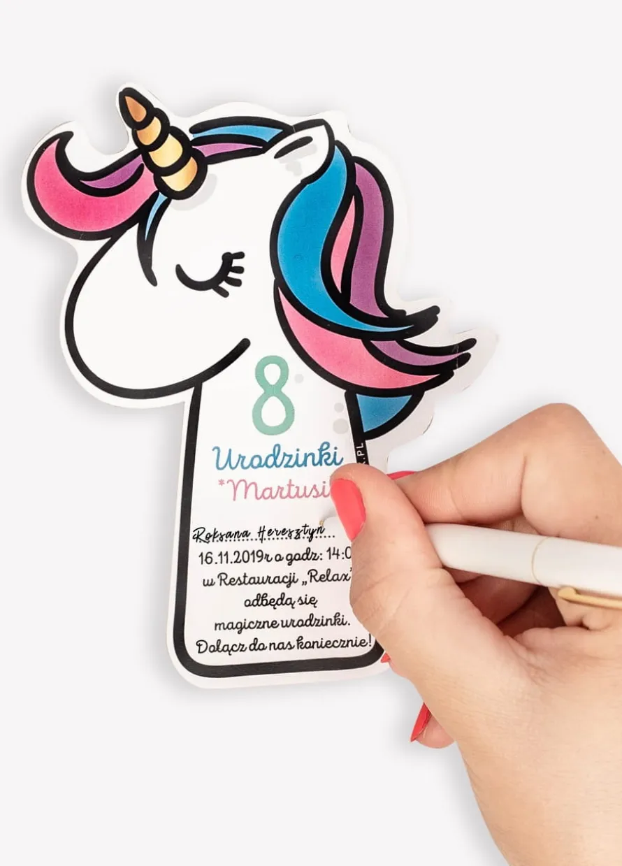 ZAPROSZENIA JEDNOROŻEC personalizowane urodziny unicorn (6szt.)