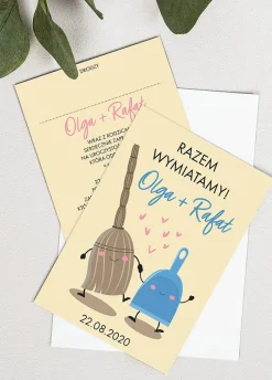 Zaproszenia ślubne śmieszne RAZEM WYMIATAMY personalizowane