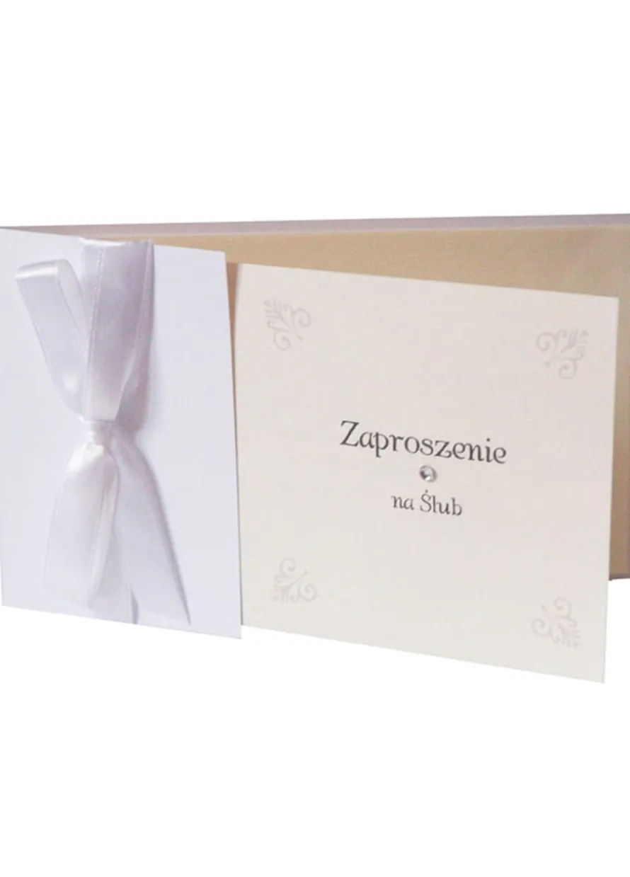 Zaproszenia ślubne z kokardą (10szt.)