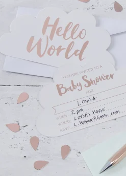 Zaproszenia na baby shower HELLO WORLD (10szt.)