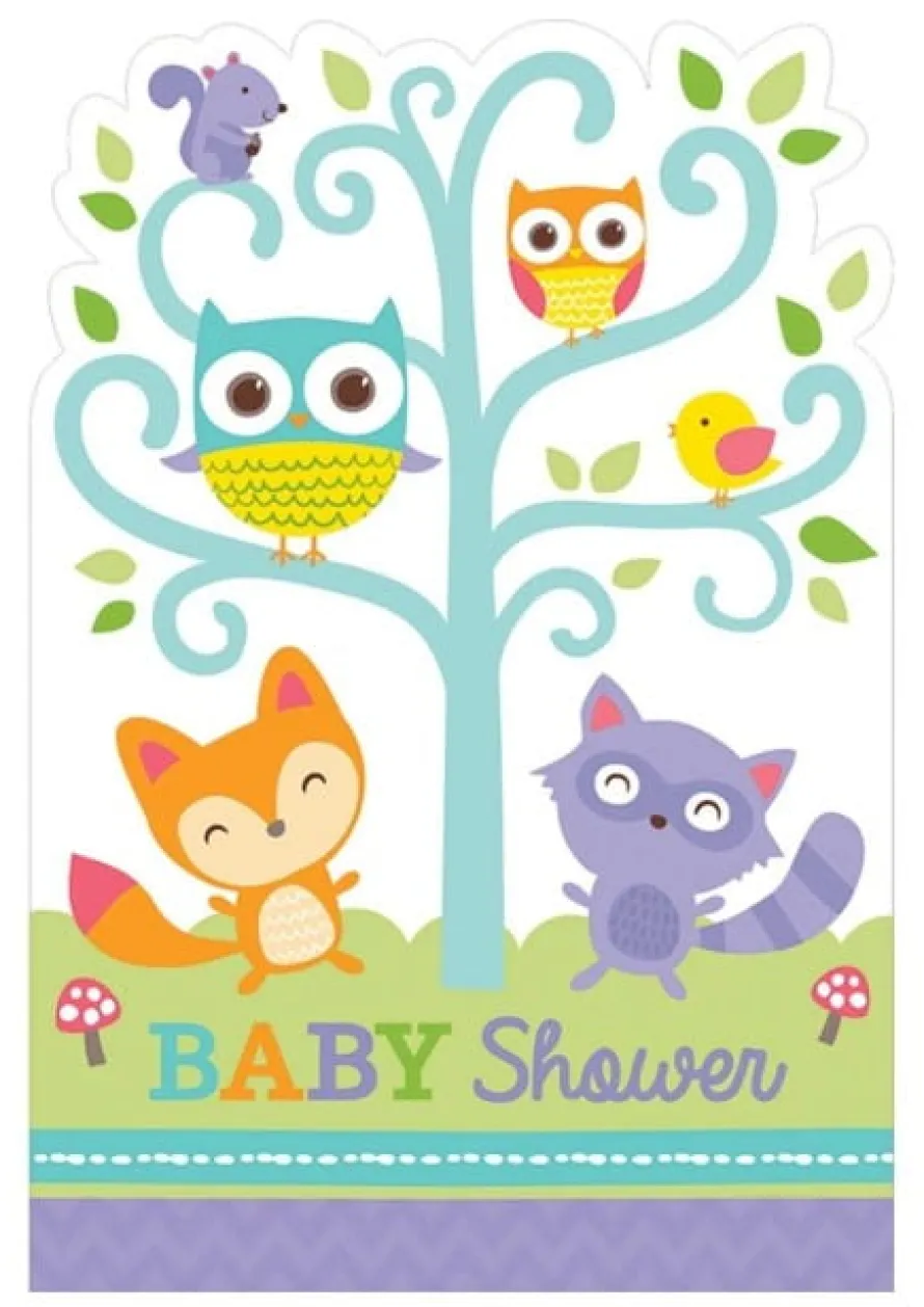 Zaproszenia na Baby Shower LEŚNE ZWIERZĄTKA (8szt.)