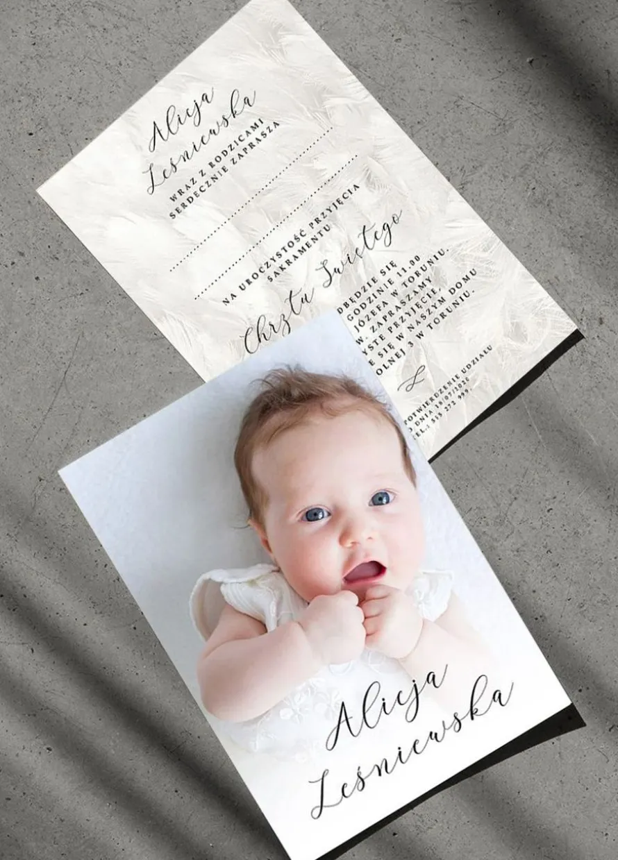 Zaproszenia na chrzciny ZE ZDJĘCIEM personalizowane zaproszenia
