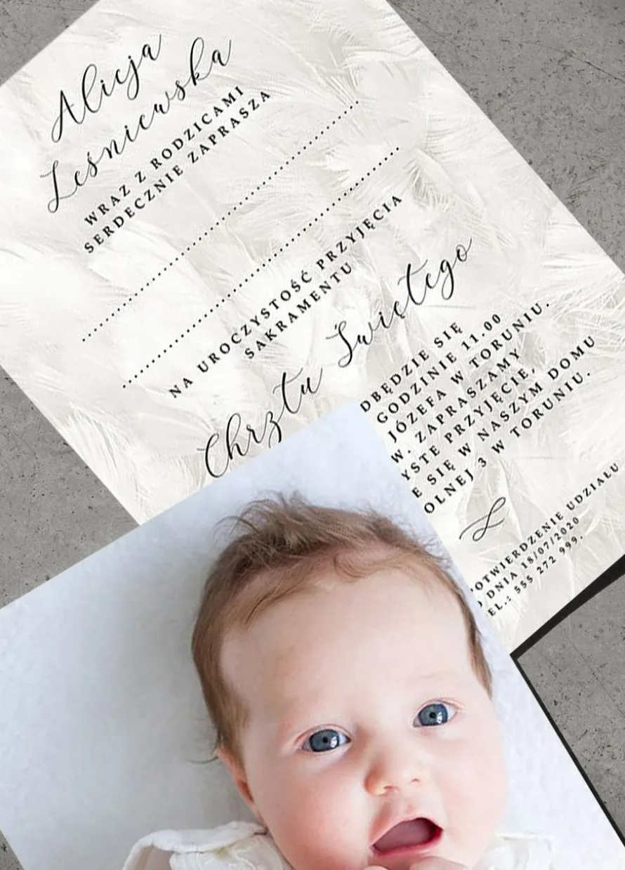Zaproszenia na chrzciny ZE ZDJĘCIEM personalizowane zaproszenia