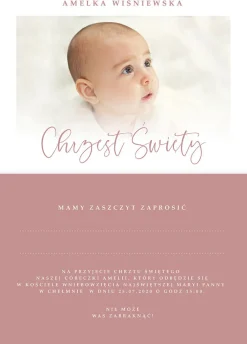 Zaproszenia na chrzest DLA DZIEWCZYNKI ze zdjęciem