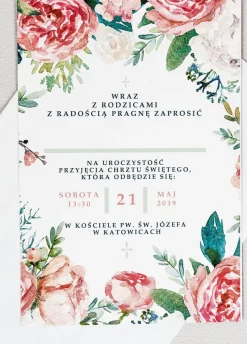 Zaproszenia na chrzest personalizowane PIWONIE