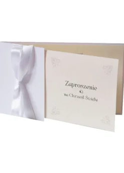 Zaproszenia na chrzest z kokardką (10szt.)