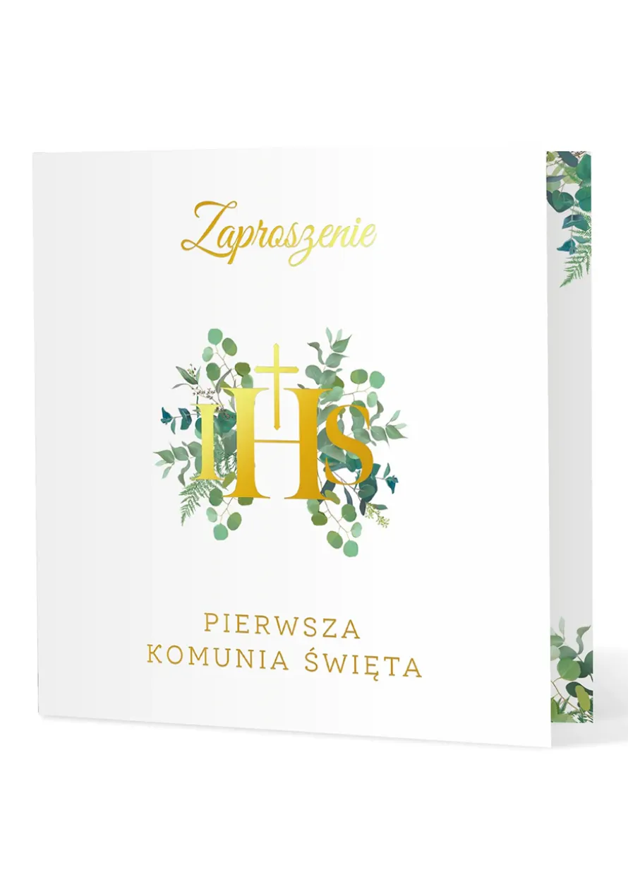 Zaproszenia na komunię IHS EUKALIPTUS
