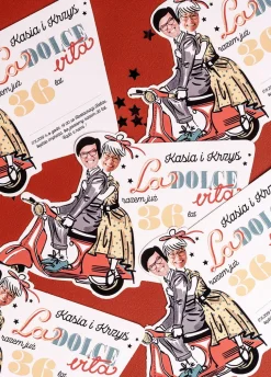 Zaproszenia na rocznicę ślubu personalizowane LA DOLCE VITA (6szt.)